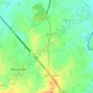 Mappa topografica Droogland, altitudine, rilievo