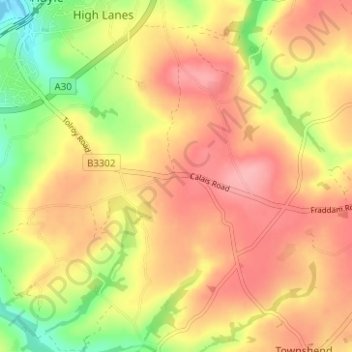 Mappa topografica Praze, altitudine, rilievo