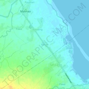 Mappa topografica Bariw, altitudine, rilievo