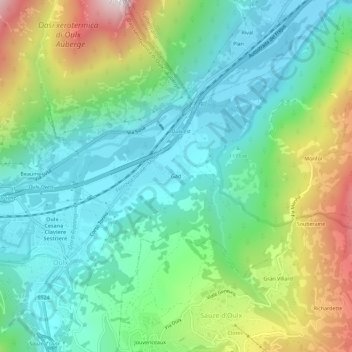 Mappa topografica Gad, altitudine, rilievo
