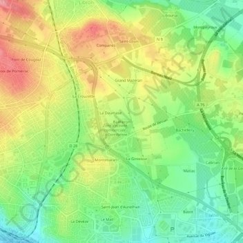 Mappa topografica Bailheron, altitudine, rilievo