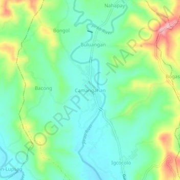Mappa topografica Camangahan, altitudine, rilievo