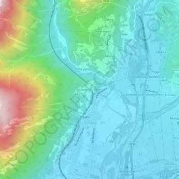 Mappa topografica Favalle San Vitale, altitudine, rilievo