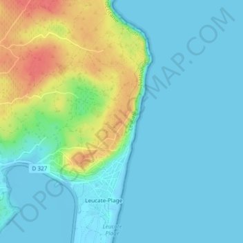 Mappa topografica Phare de Leucate, altitudine, rilievo