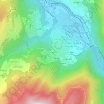 Mappa topografica Les Emptes, altitudine, rilievo
