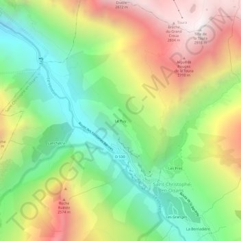 Mappa topografica Le Puy, altitudine, rilievo