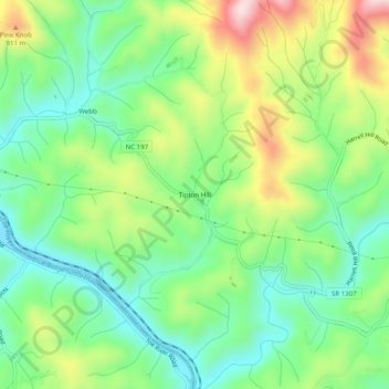 Mappa topografica Tipton Hill, altitudine, rilievo