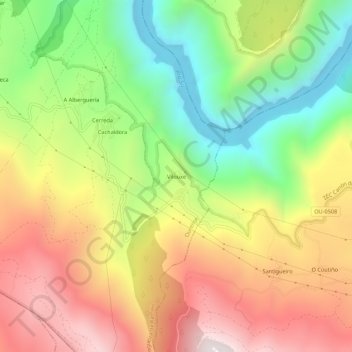 Mappa topografica Vilouxe, altitudine, rilievo