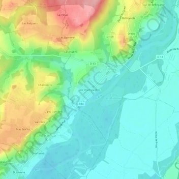 Mappa topografica Les Champagnes, altitudine, rilievo