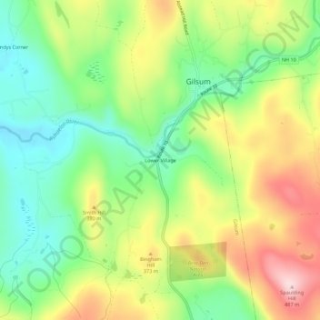 Mappa topografica Lower Village, altitudine, rilievo
