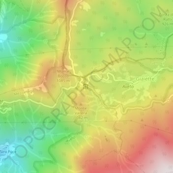 Mappa topografica Passo del Bocco, altitudine, rilievo