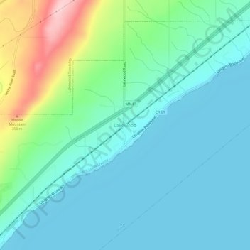 Mappa topografica Lakewood, altitudine, rilievo