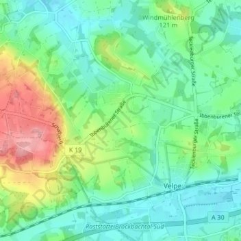 Mappa topografica Handarpe, altitudine, rilievo