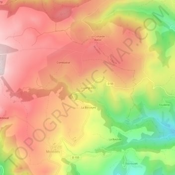 Mappa topografica Luzargues, altitudine, rilievo