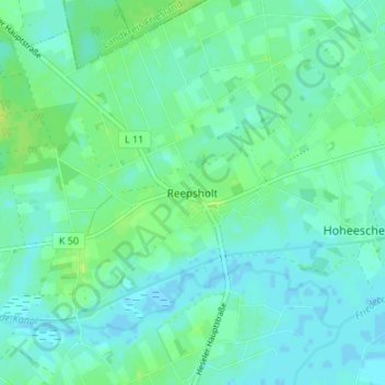 Mappa topografica Reepsholt, altitudine, rilievo
