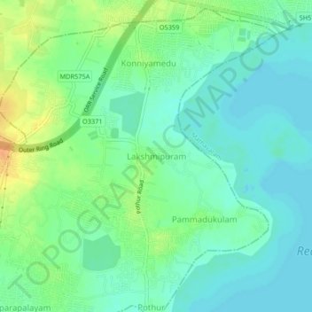 Mappa topografica Lakshmipuram, altitudine, rilievo