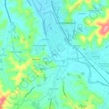 Mappa topografica Profeti, altitudine, rilievo
