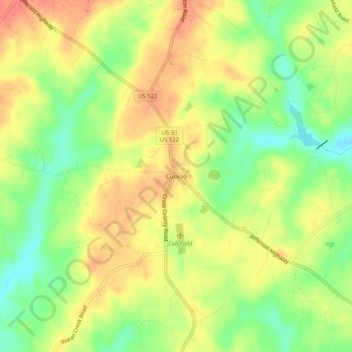 Mappa topografica Cuckoo, altitudine, rilievo