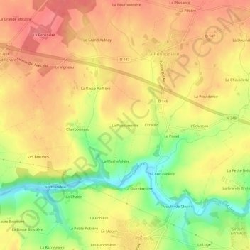 Mappa topografica La Poissonnière, altitudine, rilievo