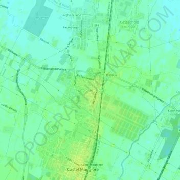 Mappa topografica Funo di Argelato, altitudine, rilievo