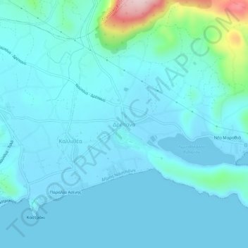 Mappa topografica Drepano, altitudine, rilievo