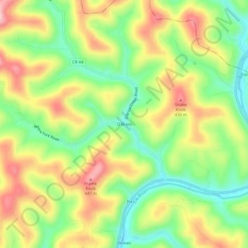 Mappa topografica O'Brion, altitudine, rilievo