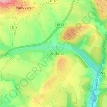 Mappa topografica L'Etre Châtel, altitudine, rilievo