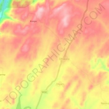 Mappa topografica Parmaron Ka Gura, altitudine, rilievo