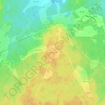 Mappa topografica Villeranque, altitudine, rilievo