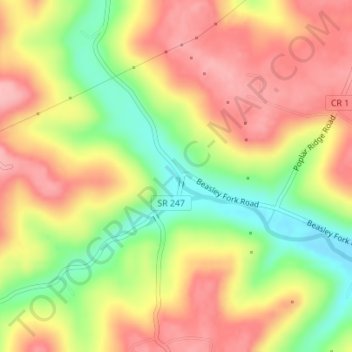 Mappa topografica Beasley Fork, altitudine, rilievo