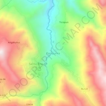 Mappa topografica Pampania, altitudine, rilievo