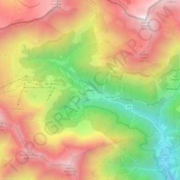 Mappa topografica Cambrembo, altitudine, rilievo