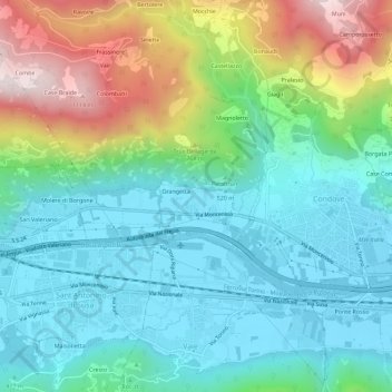 Mappa topografica Poisatto, altitudine, rilievo