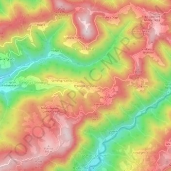Mappa topografica Preserie, altitudine, rilievo