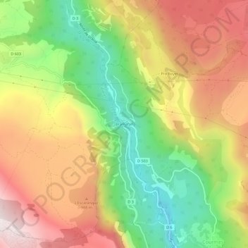 Mappa topografica Bramafan, altitudine, rilievo