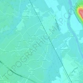 Mappa topografica Simon, altitudine, rilievo