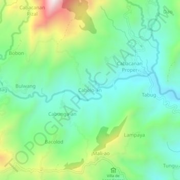 Mappa topografica Cabolo-an, altitudine, rilievo