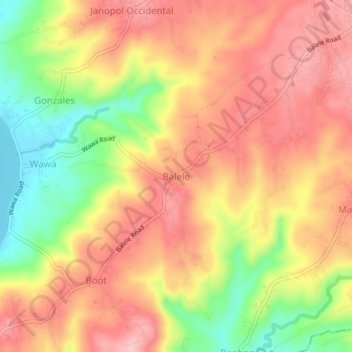 Mappa topografica Balele, altitudine, rilievo