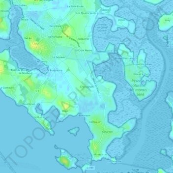 Mappa topografica Cressignan, altitudine, rilievo