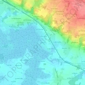 Mappa topografica La Porte, altitudine, rilievo