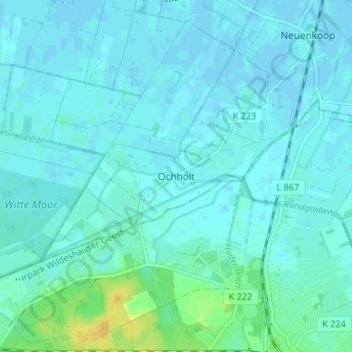 Mappa topografica Ochholt, altitudine, rilievo