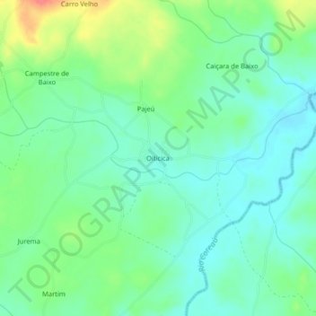 Mappa topografica Oiticica, altitudine, rilievo