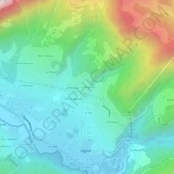 Mappa topografica La Plagne, altitudine, rilievo