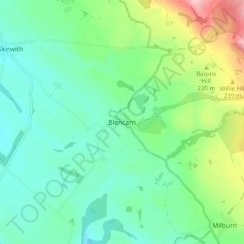 Mappa topografica Blencarn, altitudine, rilievo
