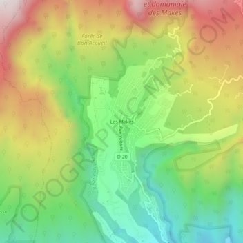 Mappa topografica Les Makes, altitudine, rilievo