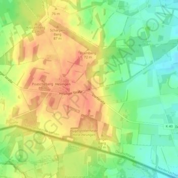 Mappa topografica Lönsberg, altitudine, rilievo