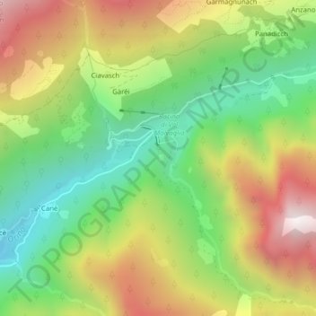 Mappa topografica Ciüéi, altitudine, rilievo