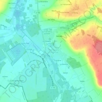 Mappa topografica Le Bourg, altitudine, rilievo
