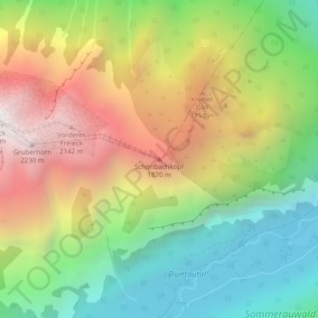 Mappa topografica Schönbachkopf, altitudine, rilievo