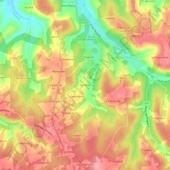 Mappa topografica Sanilhac, altitudine, rilievo